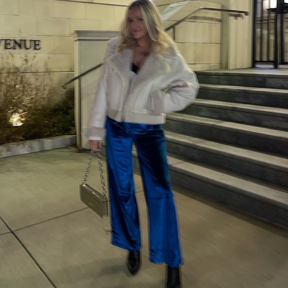 Princess Polly Blue Velvet Pants - Picture 9 of 9